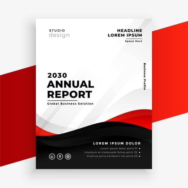 Annual report modern red flyer design template Free Vector