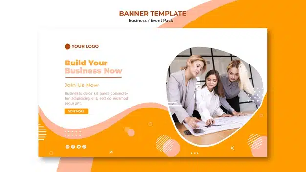 Banner template design with business team Premium Psd