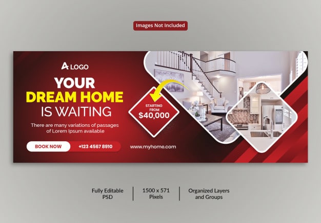 Beutiful home for sale real estate facebook cover timeline template Premium Psd
