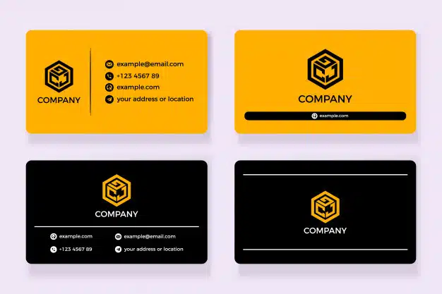 Black and yellow business card Premium Vector
