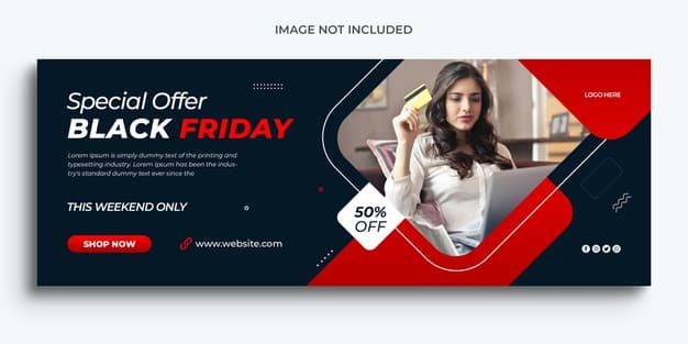 Black friday sale facebook promotional timeline cover and web banner template Premium Psd