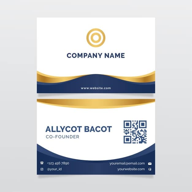 Blue and golden business identity cards template Premium Vector