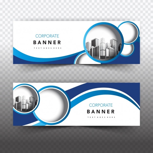 Blue and white business banner Free Vector