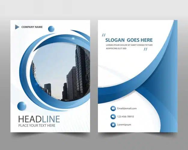 Blue round modern annual report template Free Vector