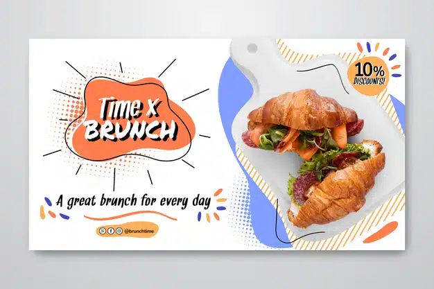 Brunch banner template with discount Free Vector