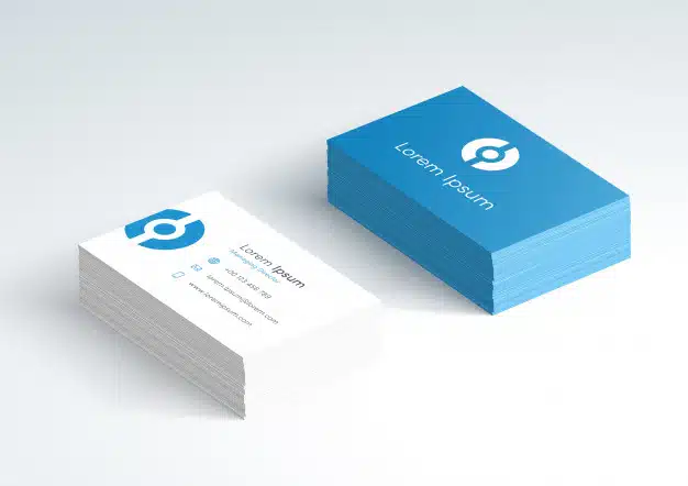 Business card stack front and back 3d mockup Premium Vector