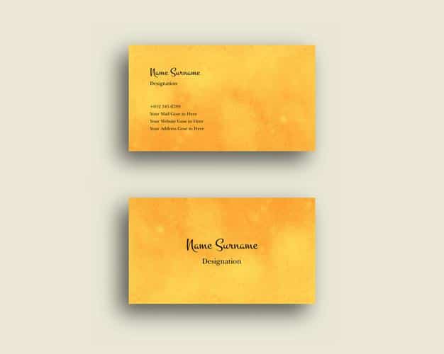 Business card wtih abstract watercolor shading brush design texture Premium Vector