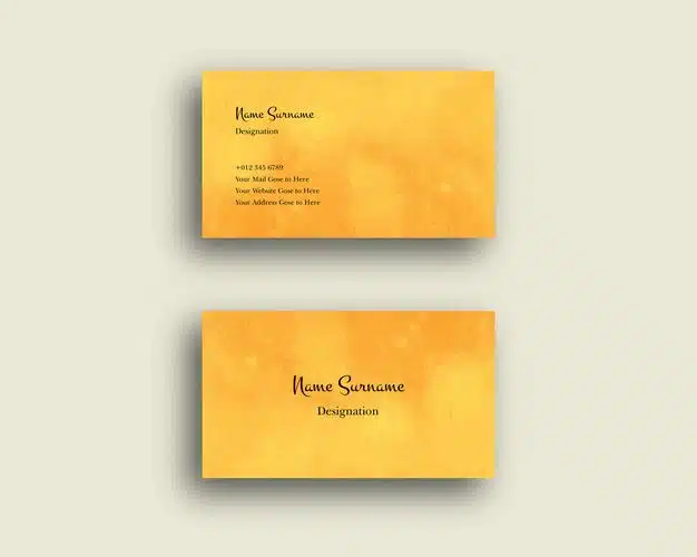 Business card wtih abstract watercolor shading brush design texture Premium Vector