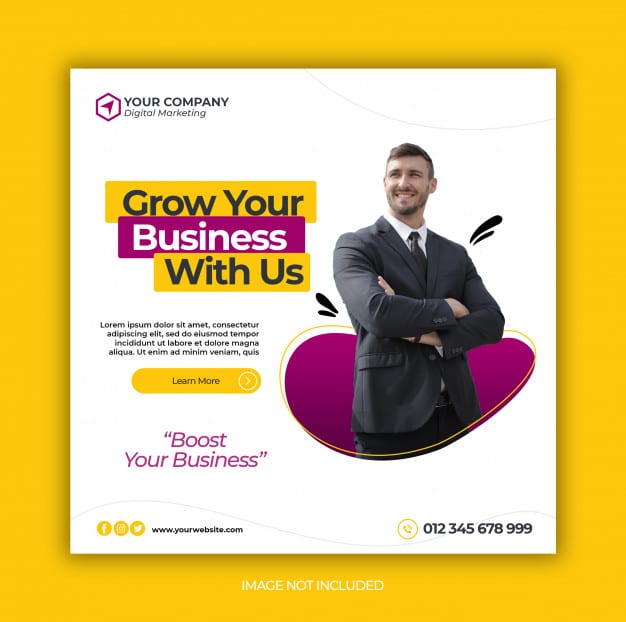 Business promotion and corporate social media banner template or square flyer Premium Psd