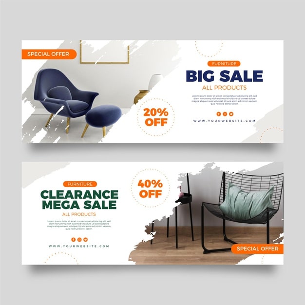 Collection of furniture sales banners Premium Vector