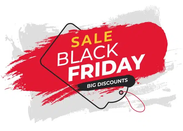 Colorful banner for black friday with label Free Vector