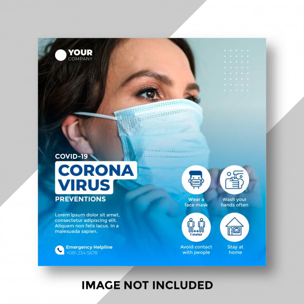 Coronavirus prevention social media post template Premium Vector