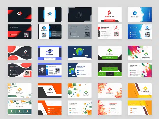 Creative set of 15 horizontal business card template Premium Vector