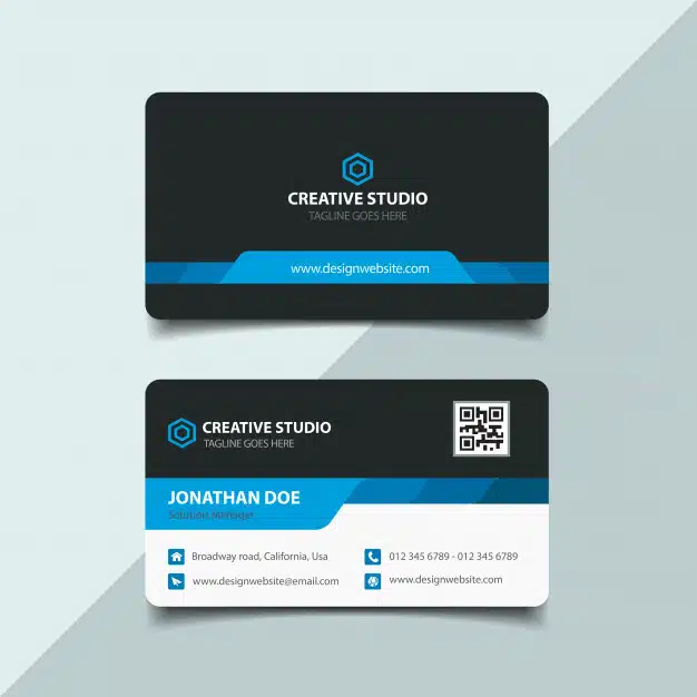 Dark and blue business card design Premium Vector