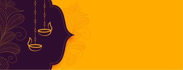 Decorative diwali festival banner with text space Free Vector