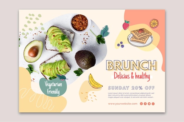 Delicious and healthy brunch banner Free Vector