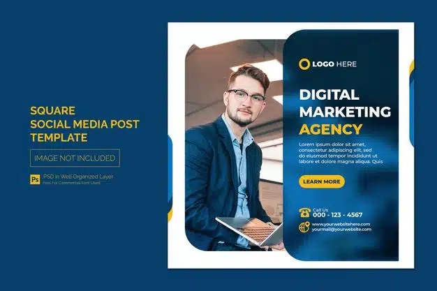 Digital marketing agency and corporate social media post or square web banner template Premium Psd