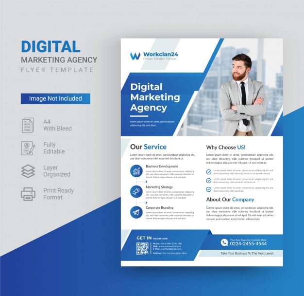Digital marketing agency flyer template . Premium Vector