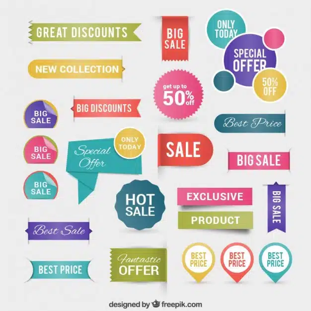 Discount labels Free Vector