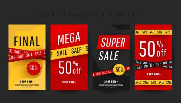 Editable vertical banner stories template with super discount text and sale decor elements Premium Vector