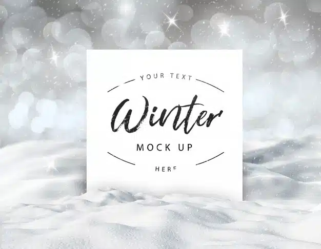 Editable winter snowy card mock up Premium Psd