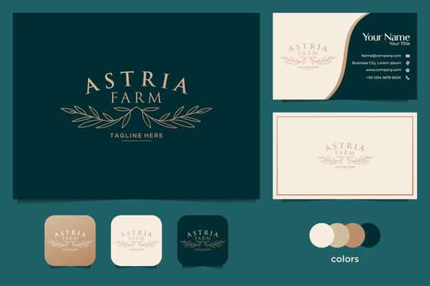 Elegant wedding farm logo and business card Premium Vector