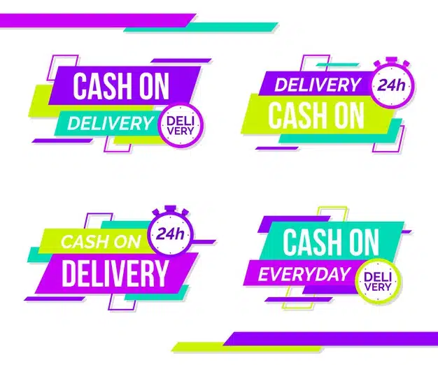 Flat cash on delivery badges set Free Vector