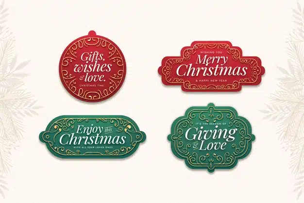 Flat design christmas label collection Free Vector