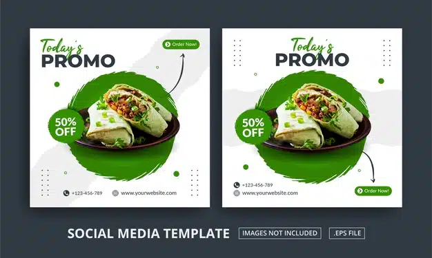 Flyer or social media post themed food menu Premium Vector