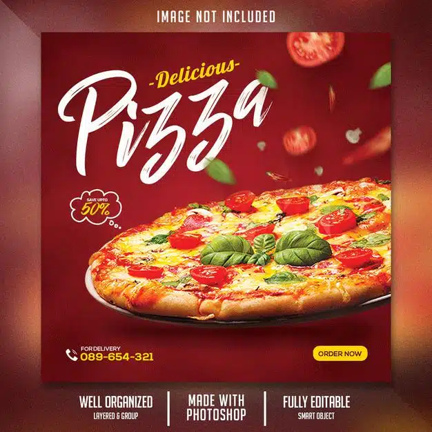 Food flyer template with pizza theme Premium Psd