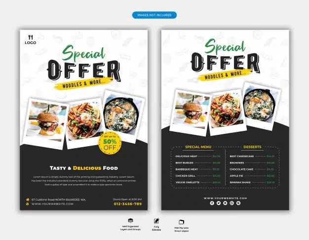 Fozod menu and restaurant flyer template Premium Psd