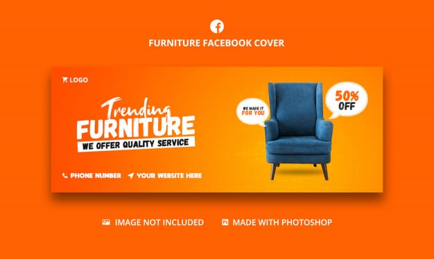 Furniture sale facebook cover,banner template Premium Psd