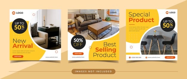Furniture sale square banner for social media post and digital marketing Premium Vector