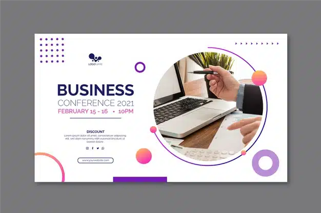 General business banner template with photo Free Vector