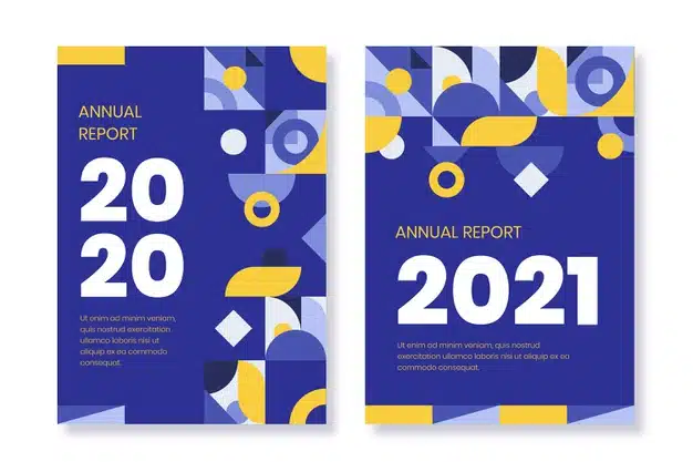 Geometric annual report template Free Vector
