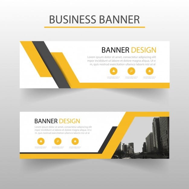 Geometric banners template with yellow shapes Free Vector