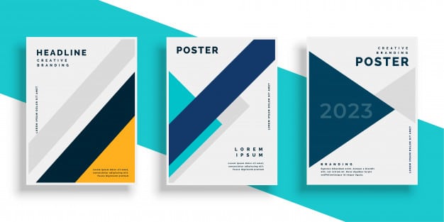 Geometric book cover flyer designs set Free Vector