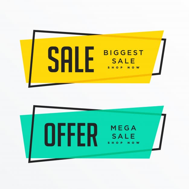Geometric sale banners with text space Free Vector