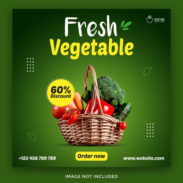 Grocery food social media banner template Premium Vector