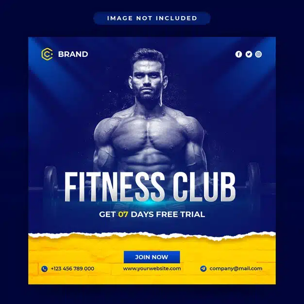 Gym and fitness instagram banner or social media post template Premium Psd