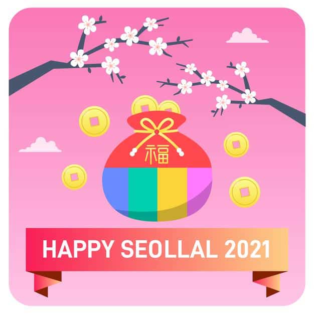 Happy seollal new year illustration background Premium Vector
