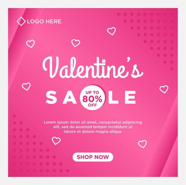 Happy valentine day sale social media template Premium Vector