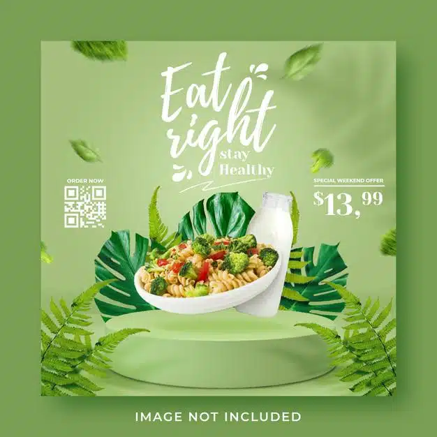 Healthy menu promotion social media instagram post banner template Premium Psd
