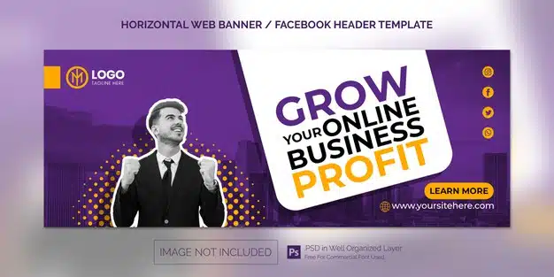 Horizontal banner template for corporate business promotion Premium Psd