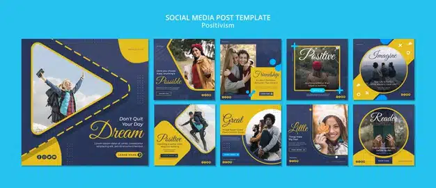 Instagram posts collection for staying positive Premium Psd