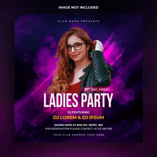 Ladies party social banner template Premium Psd