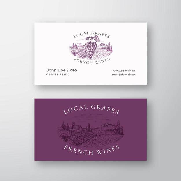 Local grapes french wines vineyard retro abstract vector sign or logo and business card template Premium Vector