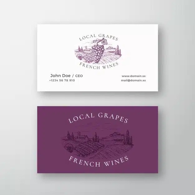 Local grapes french wines vineyard retro abstract vector sign or logo and business card template Premium Vector