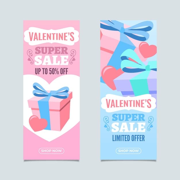 Lovely vertical valentine's day sale banners Free Vector