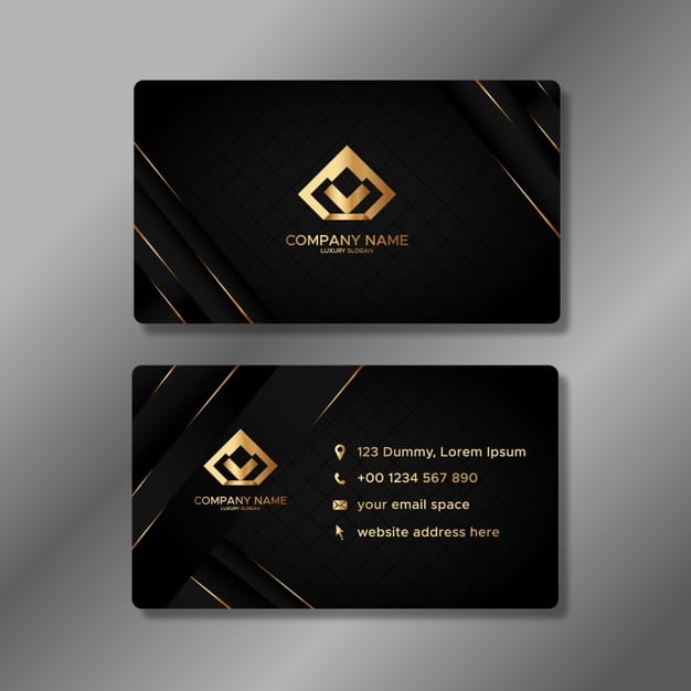 Luxury business card template with golden shapes Premium Vector